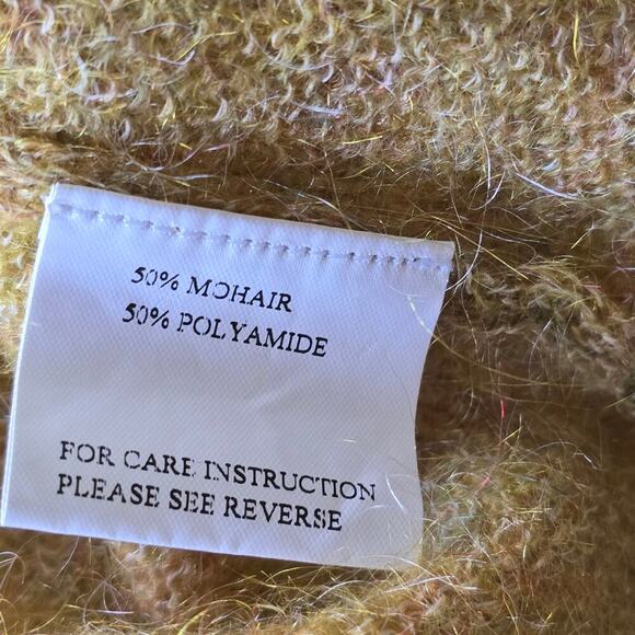Women's Mohair Blend Knit Sweater Sz XS Mustard Yellow Boho Soft Cozy Layering - Picture 9 of 10